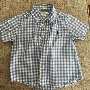 Ralph Lauren Baby short sleeve blue / white checkered, button down shirt